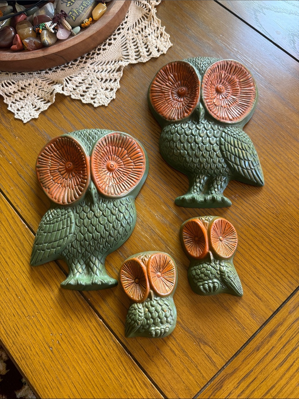 Vintage 1970’s Owl Wall Plaques Set of 4 Homco Style Woodland Decor